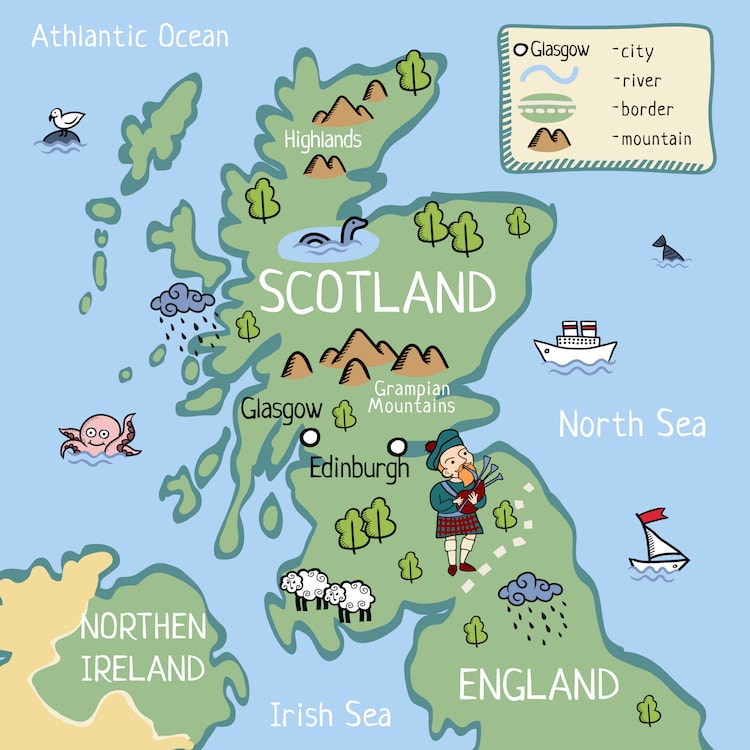 Mapa de Escocia vector