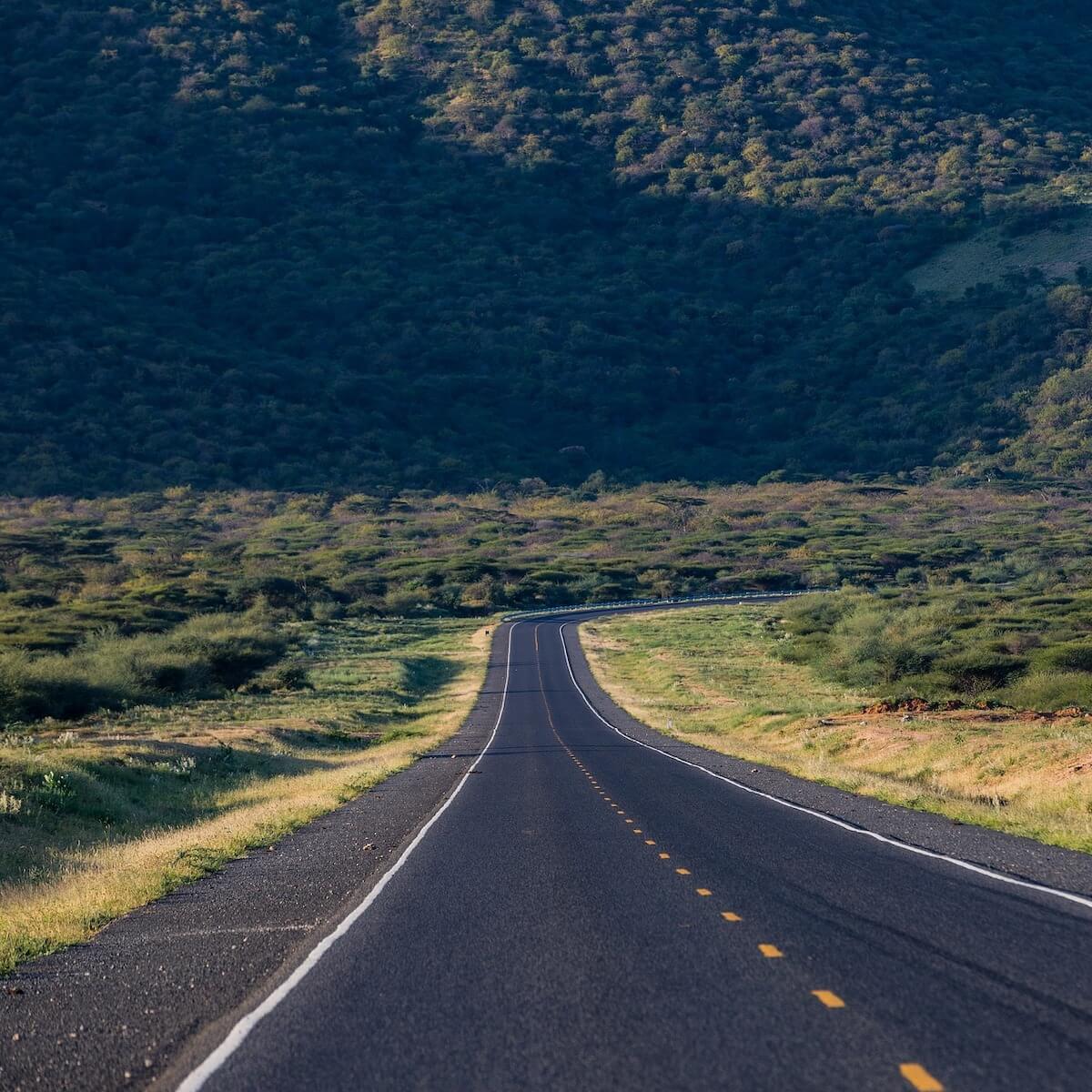 Carretera cerca de un bosque en Escocia